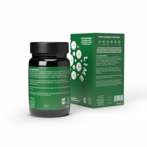 Billedet viser beholderen og emballagen til Restore CBD Gummies