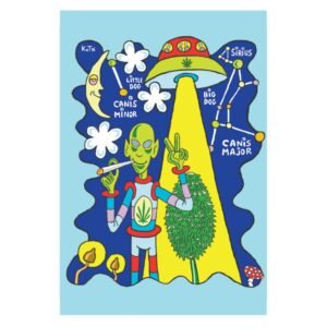 Plakat af Klaus Trier Tuxen af Alien, der laver peace tegn Alien By Sirius - Plakat 32x45cm