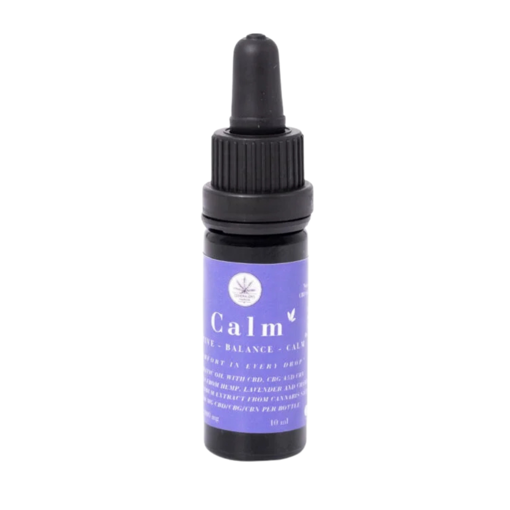 Lilla label Calm CBD Olie med CBN og CBG fra Generalens Hampa