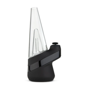 Peak Pro Vaporizer ses i sin sorte farve med gennemsigtig glas top