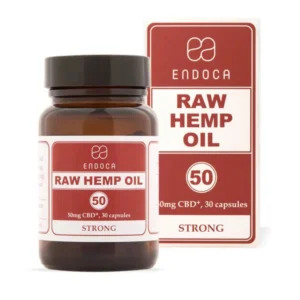 Raw Hemp Oil Strong - 30 Kapsler forside fra Endoca