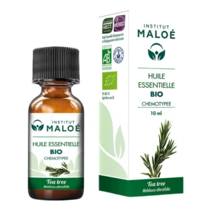Tea Tree Æterisk olie fra Institut Maloé flaske og æske